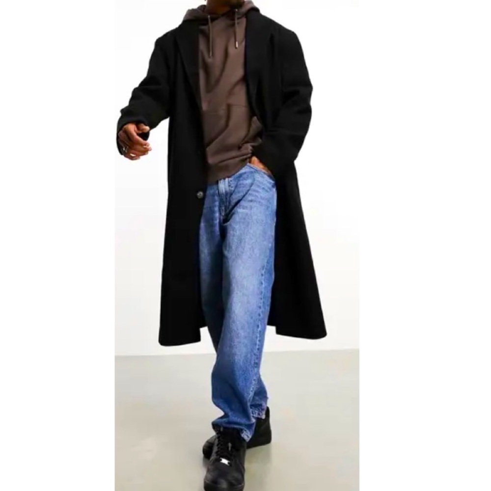 Ralph Lauren Vintage Trench Coat black Men’s Size 42L Wool blend